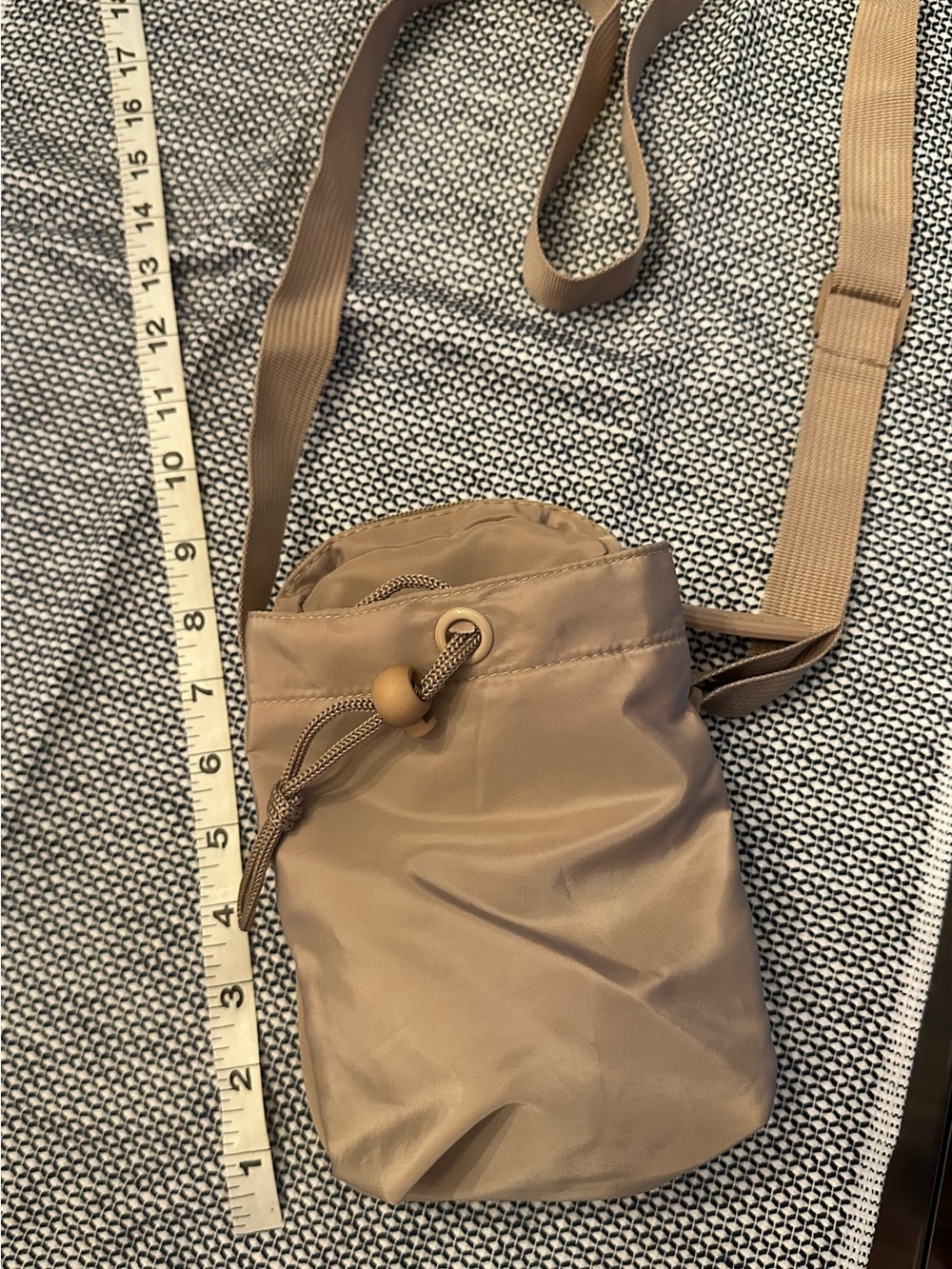 Men's Tan Drawstring Crossbody Pouch